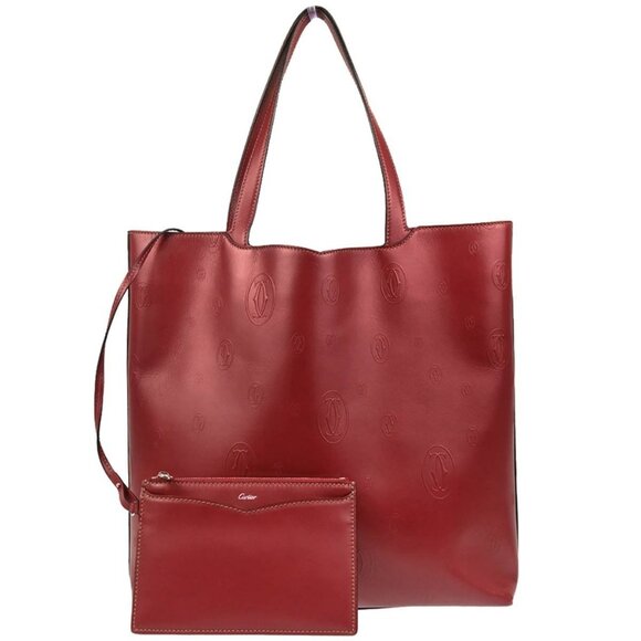 Cartier Bordeaux Leather Happy Birthday Tote Handbag EUVF 195703 - Picture 1 of 8